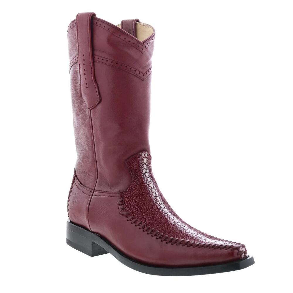 NWT Los Altos Burgundy Square Toe Rowstone Stingray Leather Cowboy Western Boots